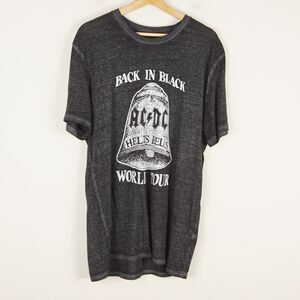 Lucky Brand x ACDC Back in Black Bells World Tour Black Short Sleeve Shirt Sz XL